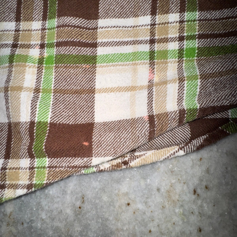 Y2K‎ South Pole Large Flannel Plaid Button Down Long Sleeve Brown Green Shirt - Picture 6 of 8